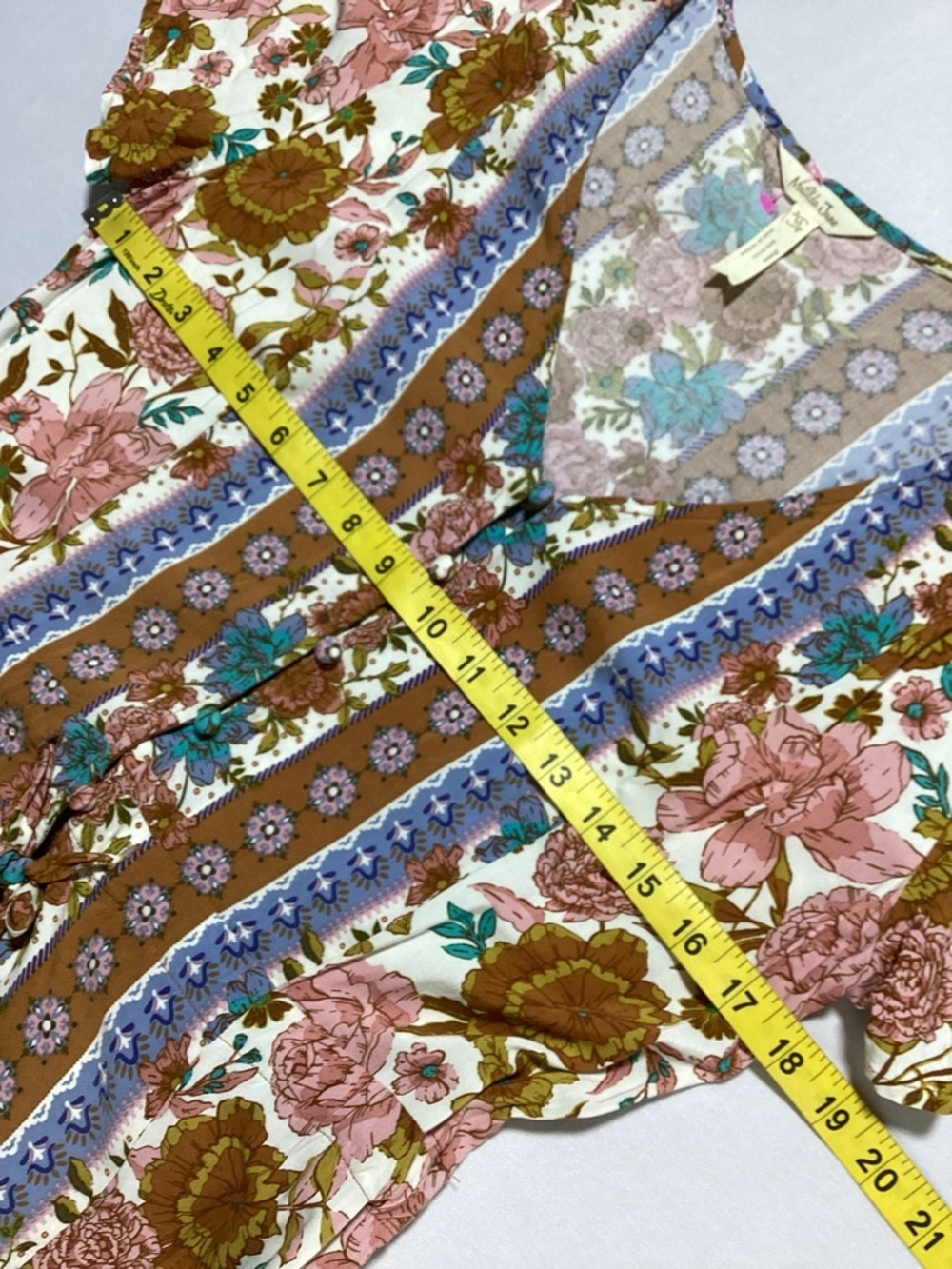 Matilda Jane Just For a Moment Floral V-Neck Midi Dress in Pink, Brown and Teal - Picture 10 of 12